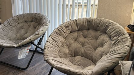 Folding Faux Fur Saucer Chair Set Of 2