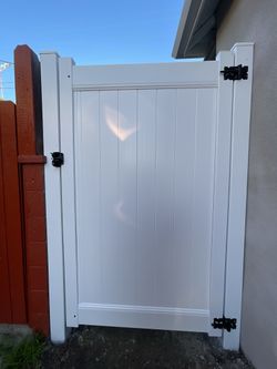 Side Door Vinyl PVC Gate Fence Entrance Exit White Tan Vinyl Gate