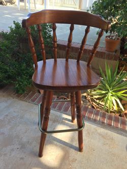 Beautiful Wood Swivel Bar Stool
