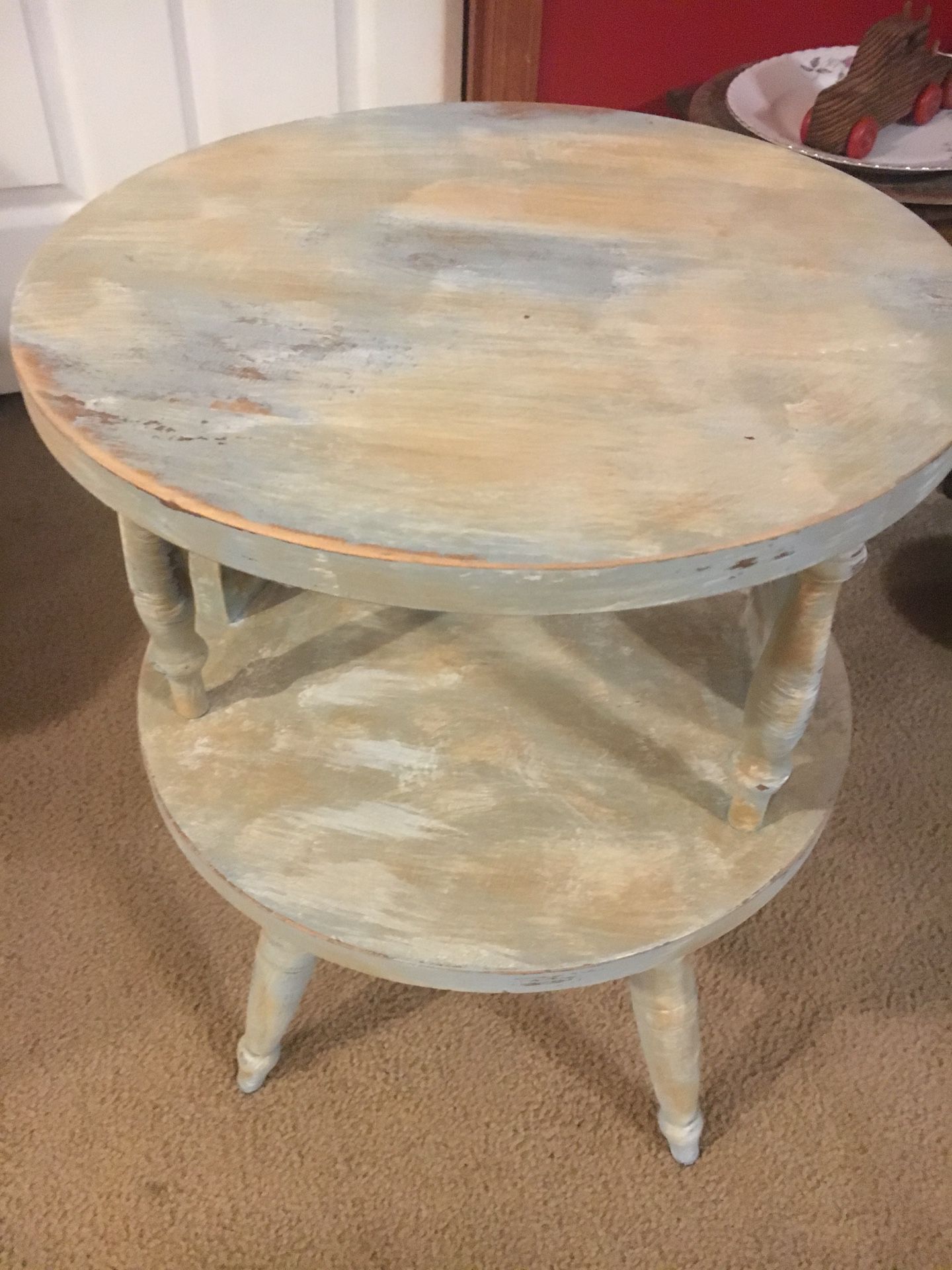 Vintage Wooden two tier Mid Century Coffee/end/side round table.