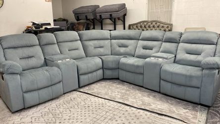 Dark gray Manual Motion Sectional Sofa Set with Cup holders