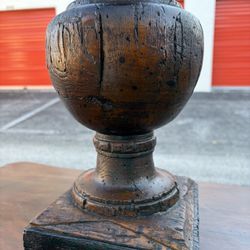 Vintage Baluster Wood Carved Lamp