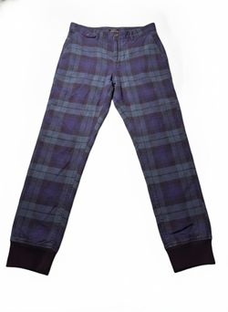 21MEN Men's Blue and Green Plaid Cargo Pants Size 32 Waist