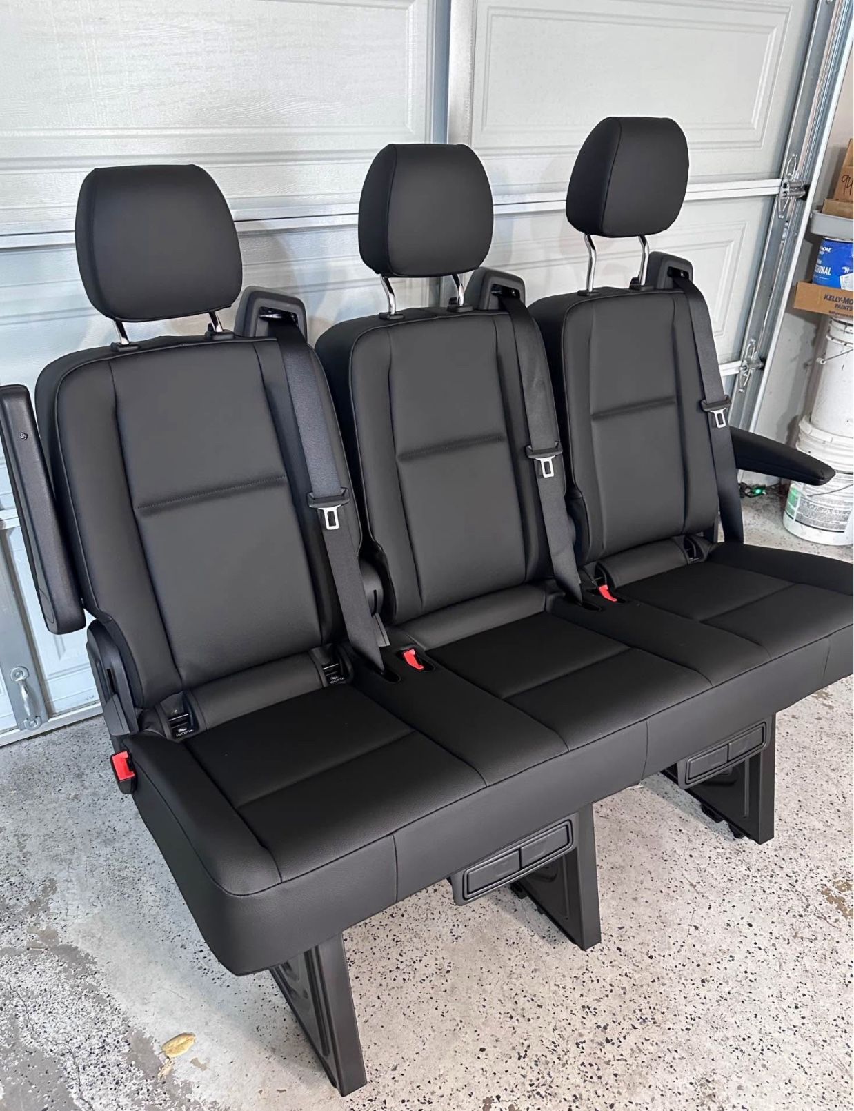 2025 Mercedes Sprinter Leather OEM Seat Black 3 Seater Recliner Cup Holders Head Rest Mercedes-Benz