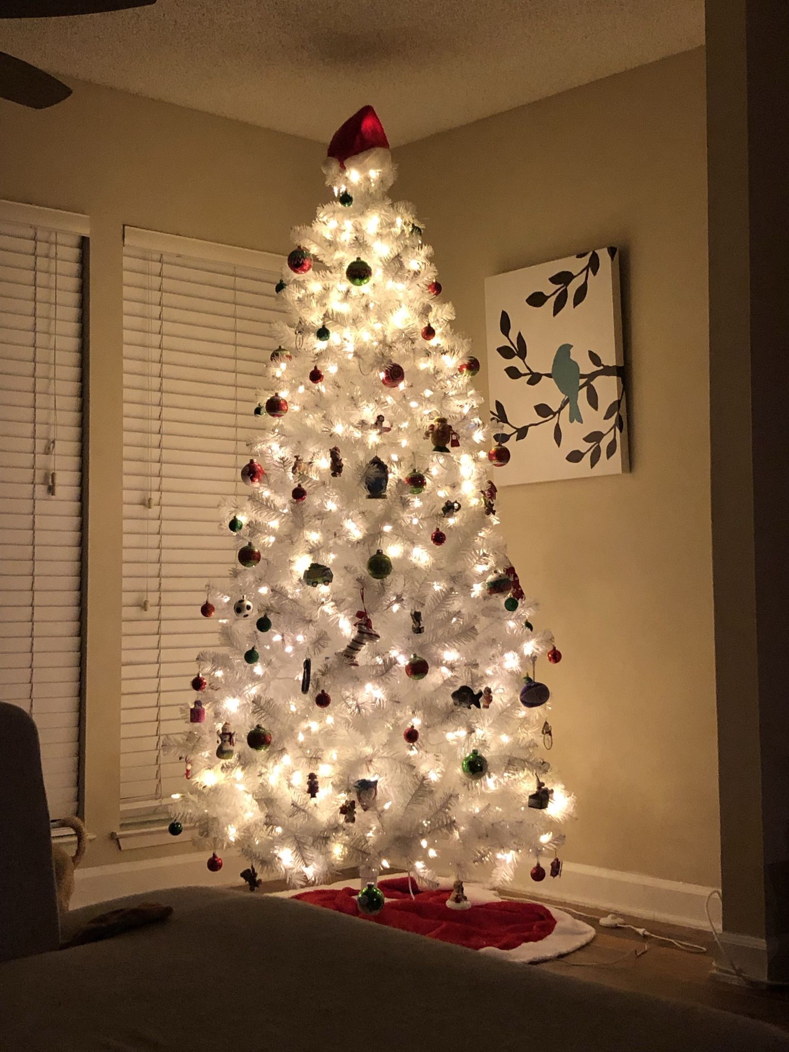7’ Pre-lit Artificial White Christmas Tree For Sale