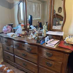 Wood Vanity With Mirror