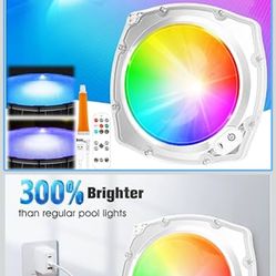 Rechargeable Submersible Pool Lights with Remote, 5000mAh Underwater Led Pool Light for Above Ground Pool Lights Waterproof, 9 Modes Color Changing Ma