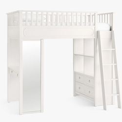  $700! Pottery Barn Kids Ava Regency Loft Bed with Desk, Shelves, Drawers & Mirror 