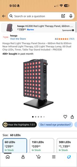 (BRAND NEW) Hooga 60 led red light therapy panel