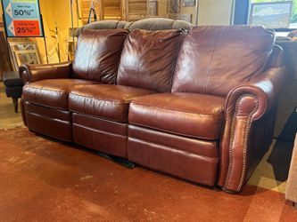 Cognac Stud Trim 3-Seater Manual Recliner Sofa