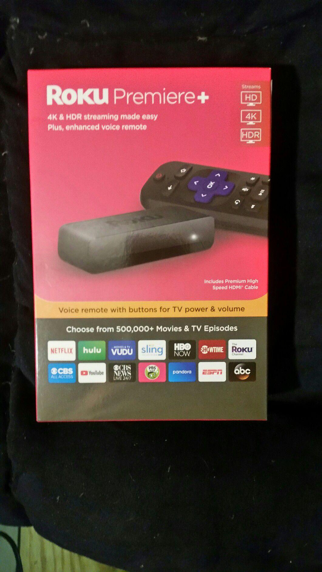 Roku Premiere Plus 4K and HDR Streaming Stick with voice-activated remote