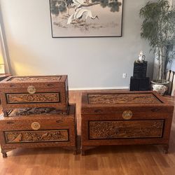  VANTAGE 4 SIDING WOOD CARVING ON ALL 3 CHESTS