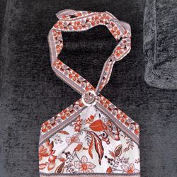 Y2K Boho Floral Halter Crop Top w/ Ring Detail (Size:X-Small)