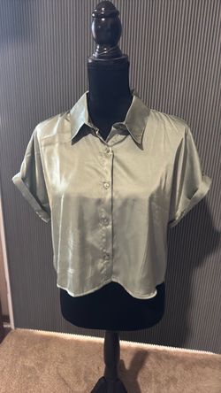 Green silk shirt