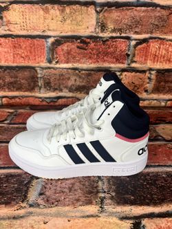 Adidas Women's Hoops 3.0 Mid Basketball Shoe Wht/Lgnd Ink/Rose Tone Size 8