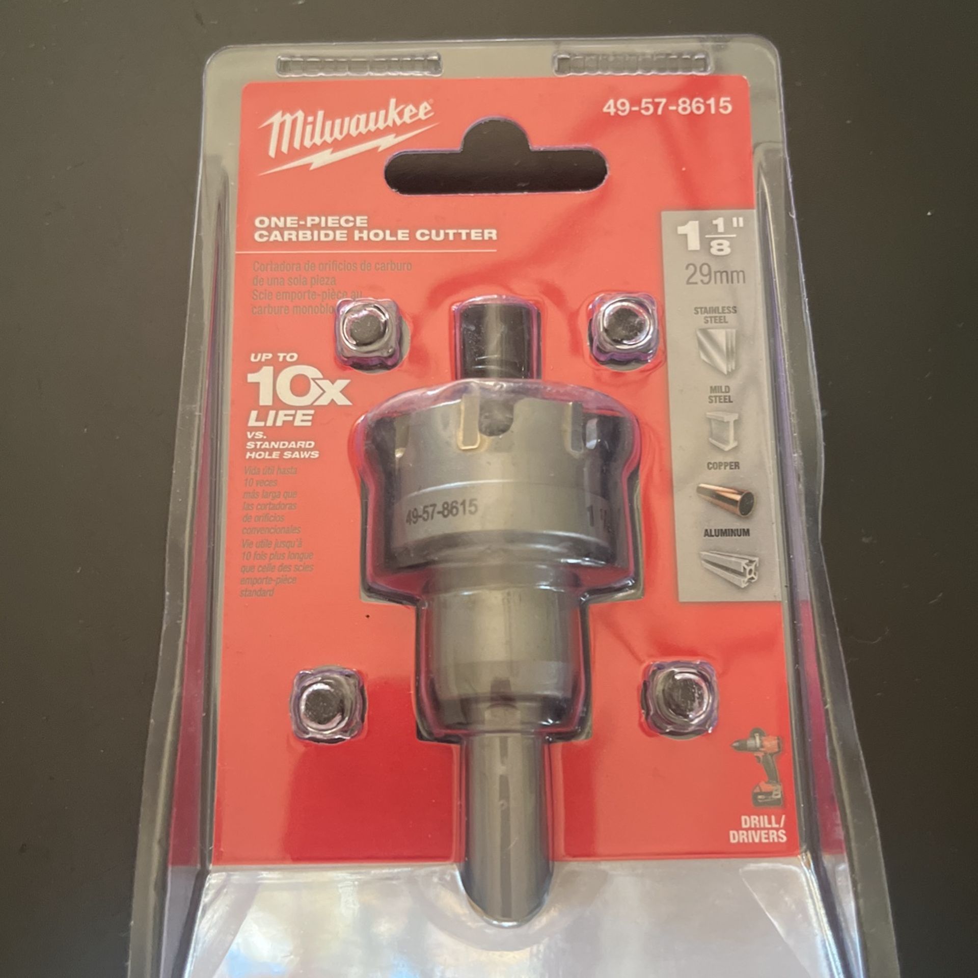 1 1/8” Milwaukee One -piece Carbide Hole Cuter