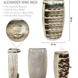MODERN WALL ALEXANDER - 18 WINE BOTTLES WOODEN HOLDER - BARREL SHAPE