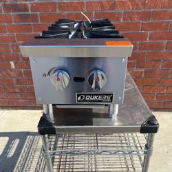 Dukers DCHPA12 12" Countertop Gas Hotplate with (2) Burners, Manual Controls, 56.000 BTU