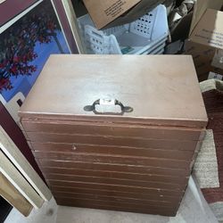 Vintage Antique Wooden Laundry Hamper 