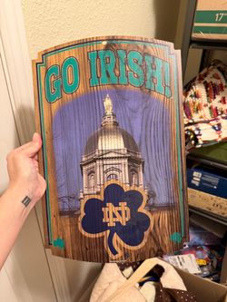 Notre Dame Fighting Irish Go Irish WinCraft Wood Sign Made in USA NCAA
