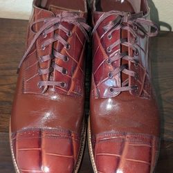 Stacy Adams Embossed Alligator Print Cap Toe Oxfords