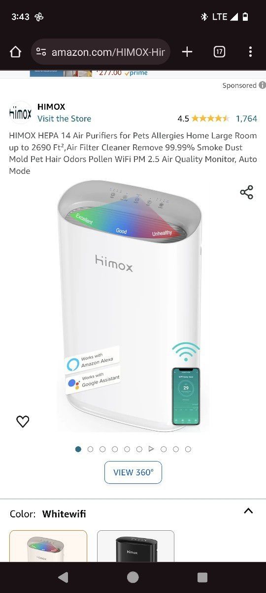 $175 HIMOX HEPA AIR PURIFIER 