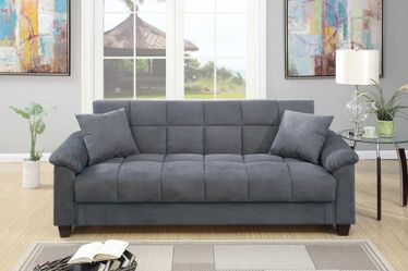 Futon Sofa Grey Microfiber, USB Port, New Especial price 