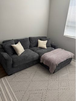 Gray Corduroy 86” Couch