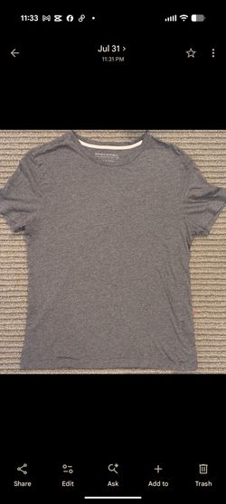 Banana Republic Pima Performance Tee Men's M Gray Solid Crew Neck Short Sleeve