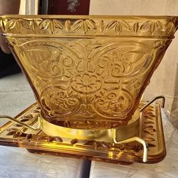 Amber Glass Candle Holder