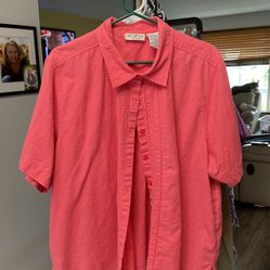 White stag, short sleeve linen blouse, plus size