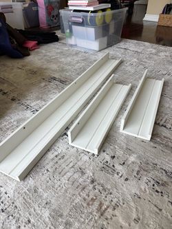 White Picture Ledge Shelves – 1 Large + 2 Matching Small