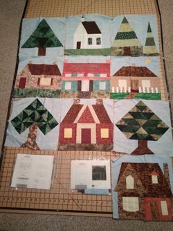 12 12" X 12" Quilt Blocks for House and Trees Themed Quilt 