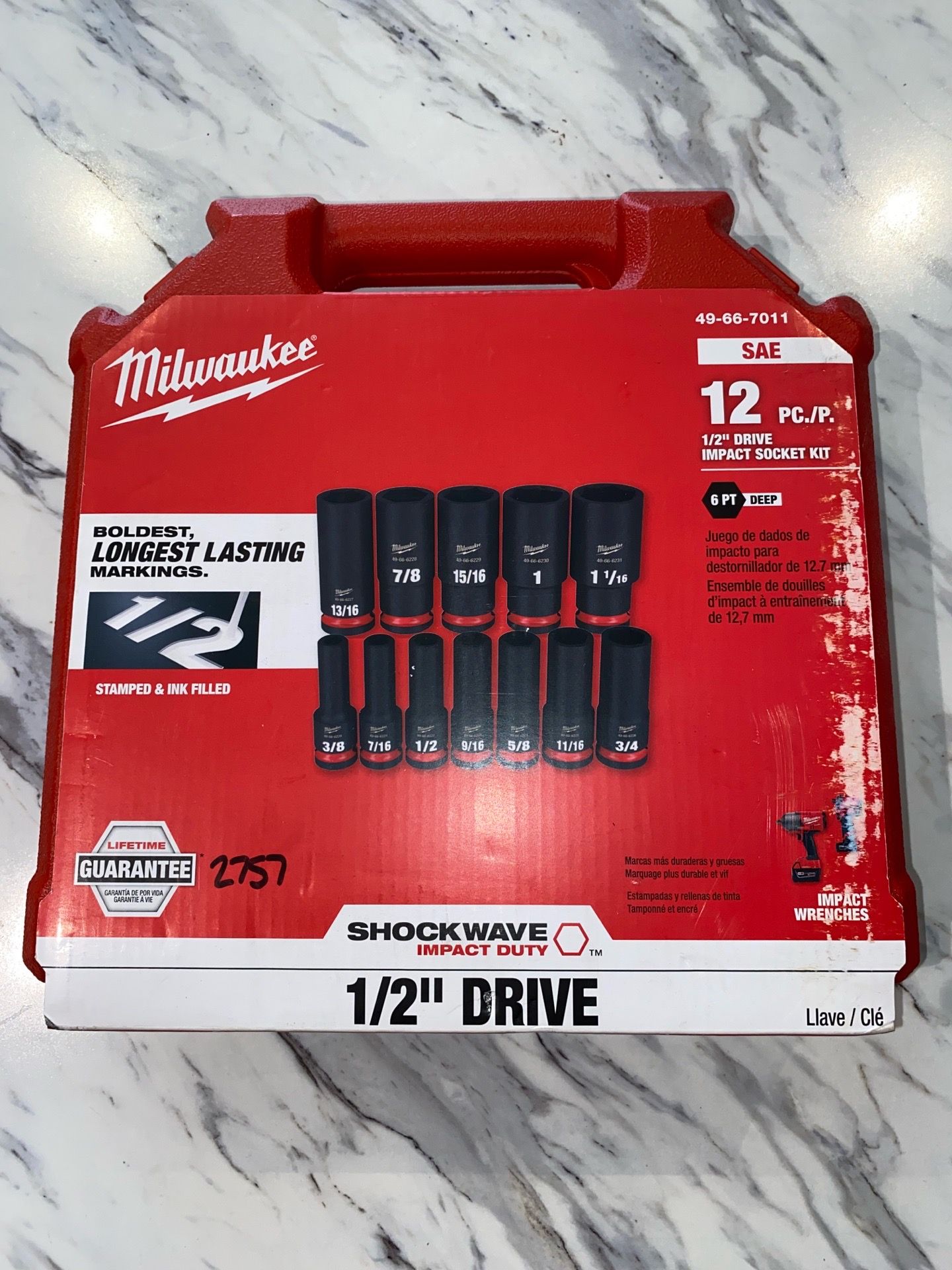 Milwaukee SHOCKWAVE 1/2 in. Drive SAE Deep Well Impact Socket Set (12-Piece)