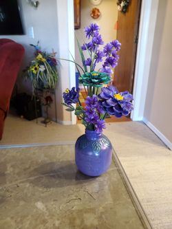 Hand painted acrylic pour Martinelli's bottle purple/green