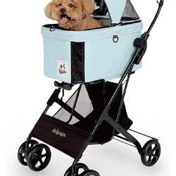 ibiyaya - Travois Dog Stroller for Small Dogs and Cats - 3-in-1 Pet Stroller, Pet Carrier, and Carseat - Includes Storage Compartement and Basket, Bra