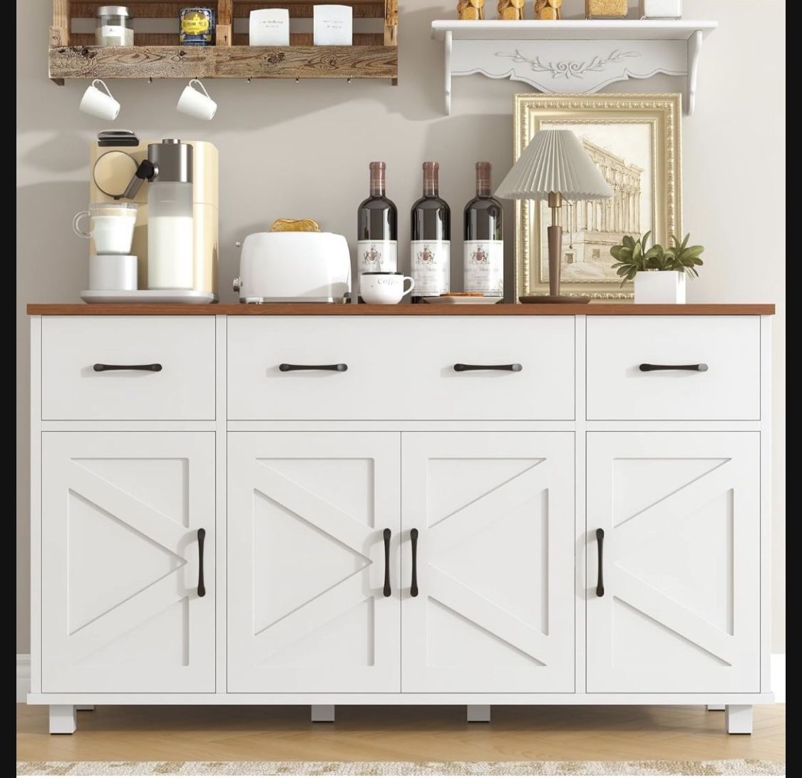 55 Inches Sideboard Cabinet with Storage and Drawers. For Living Room- Dining Room-Kitchen- Entryway. Brand New in original box.