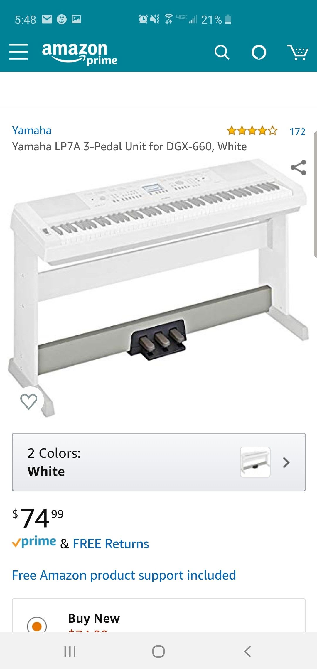 Yamaha LP7A 3-Pedal Unit for DGX-660, White