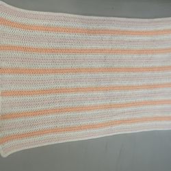 Crochet Baby Blanket Orange, Pink & White 