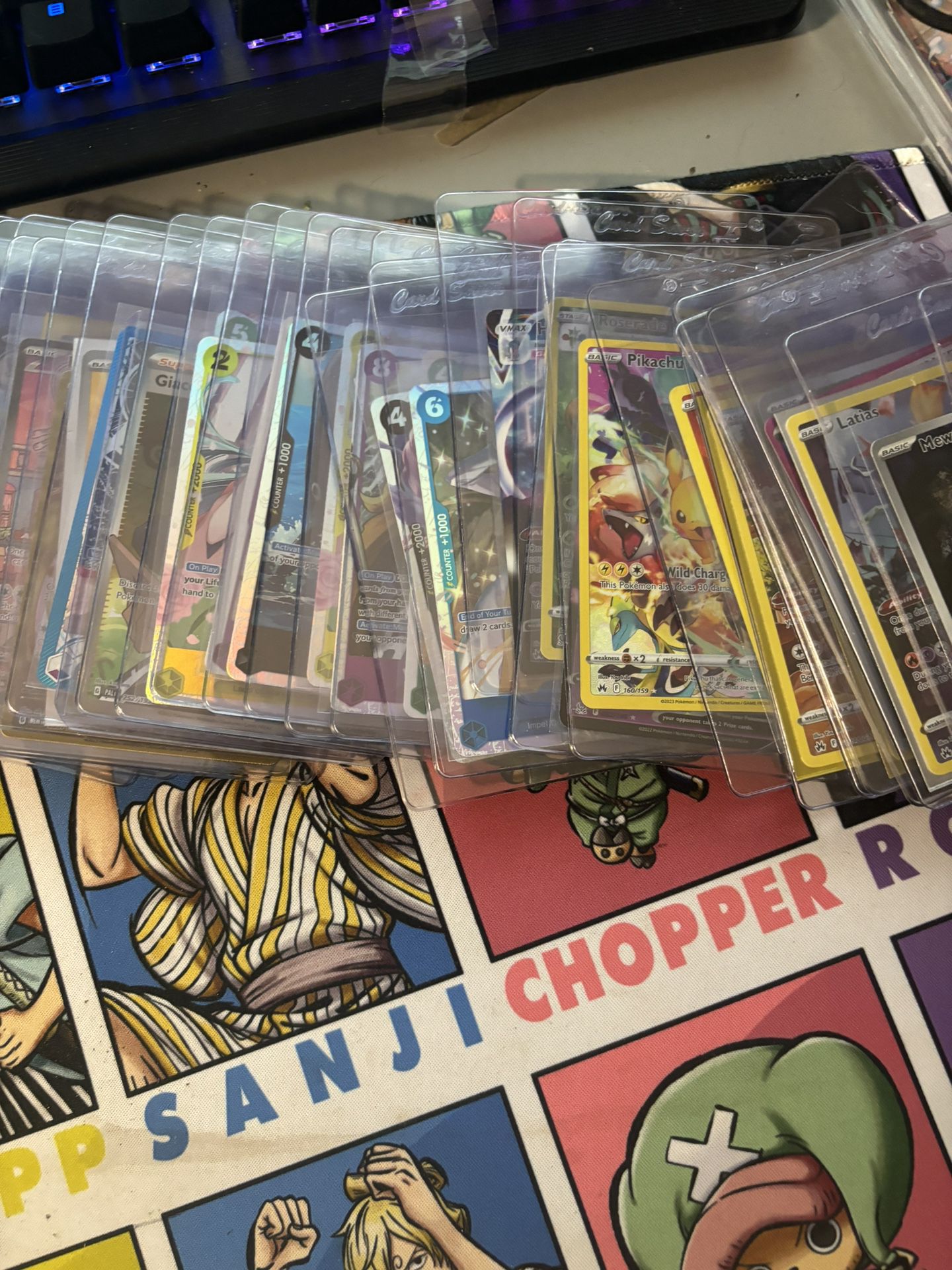 Card Collection, Mixed With One Piece And Pokemon Cards 