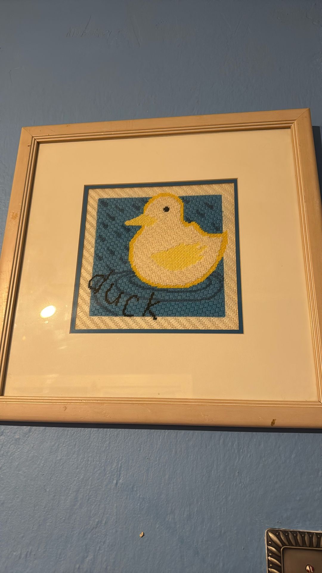 framed duck embroidery