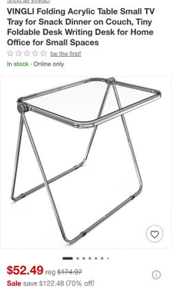 New Folding Acrylic Table Small TV Tray for Snack Dinner on Couch, Tiny Foldable Desk Writing Desk!