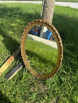 Oval Gold Ornate Framed Wall Mirror