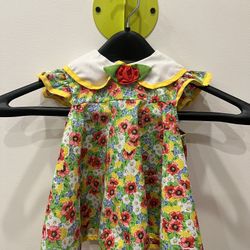Vintage Cradle Togs floral dress with rosette. Button up back closures (6-9 months). Easter Dress