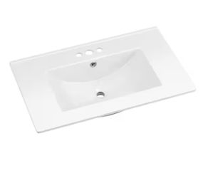 HOMEIBRO 3-Hole 30 in. W x 18.25 in. D Classic Contemporary Rectangular Ceramic Single Sink Basin Vanity Top in White