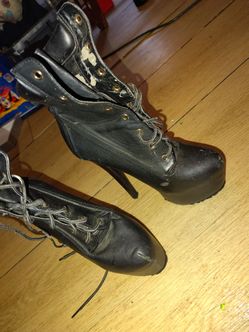 Jay-Lo Black Boots 6 in.  heels size 9