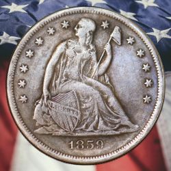 1859-S Seated Liberty Dollar Silver Plated Novelty Coin - Cir