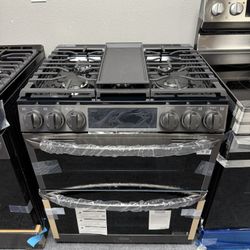 Lg Black Stainlesss Steel Slide In Gas  Double Oven Cookware