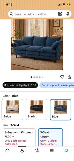 69” blue sofa