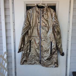 totes Recycled Metallic Rain Jacket with Reflective Zipper size L/XL